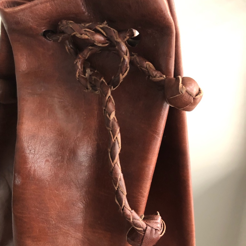 Handmade Leather Drawstring Backpack - Picture 2 of 5